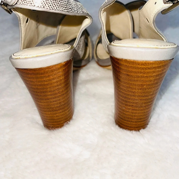 Calvin Klein Jill Silver Metallic Snakeskin Slingback Block Heels 6 Women’s - Picture 9 of 13